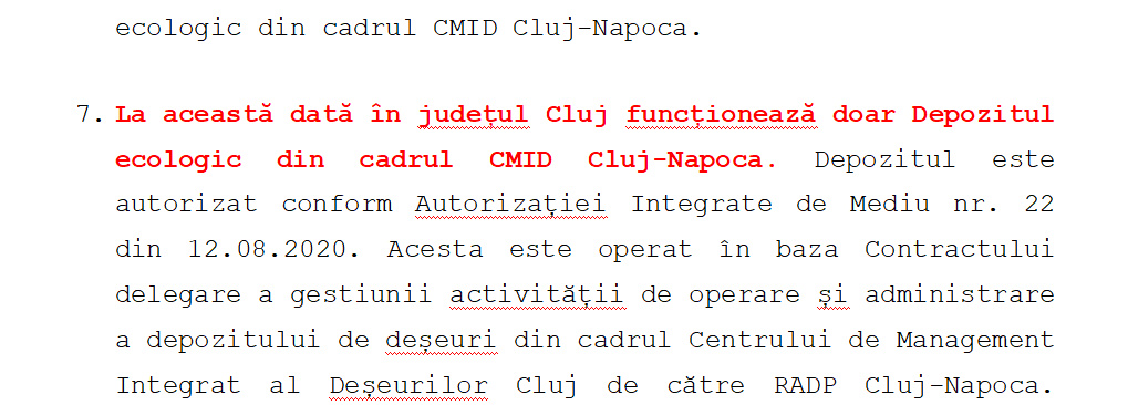 Potrivit Biroului de Presă al CJ Cluj depozitul temporar de pe strada Platanilor nu există