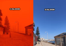 Furtună de praf saharian în Creta: cerul a devenit roșu, zborurile au fost anulate, iar o tornadă a răsturnat vehicule