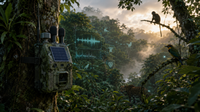 Inteligență artificială pentru biodiversitate AI ascultă pădurea - Foto generată cu inteligența artificială